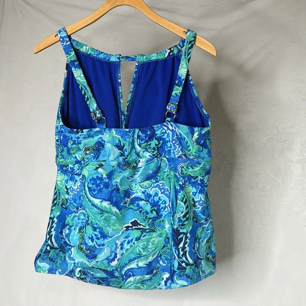 Lauren Ralph Lauren Tankini‎ Swimsuit Top Blue Paisley Pattern Women’s Size 18 W